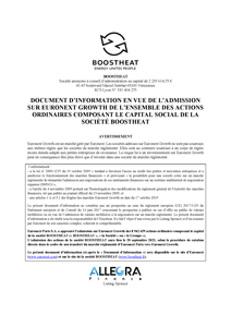 Document d’information relatif au transfert sur Euronext Growth